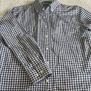 Nautica Navy and White Checkered Button Down Shirt